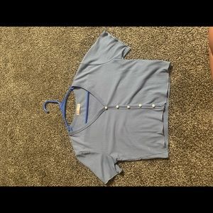 light blue crop top